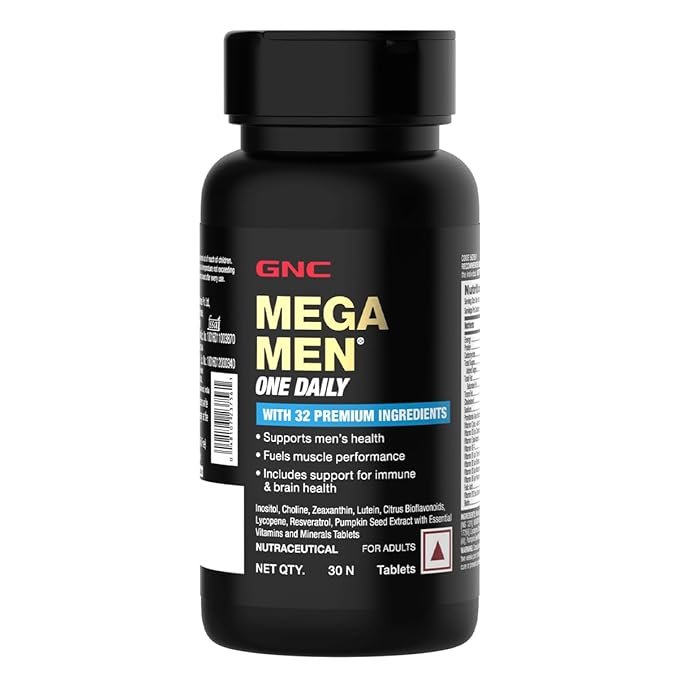 GNC Mega Men One Daily Multivitamin for Men | Promotes Men's Well-Being | Supports Muscle Function | Boosts Immunity | Improves Memory & Focus | 32 Premium Ingredients | 30 Tablets