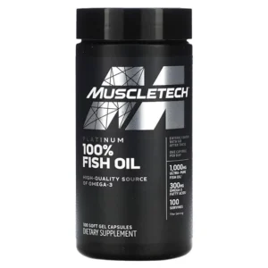 Muscletech Platinum 100% Fish Oil, 1000mg Fish Oil, 300mg Omega-3 Fatty Acids, 180mg EPA & 120mg DHA, (100 Softgel Capsules)