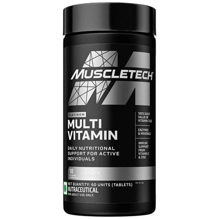 MuscleTech Platinum Multivitamin Tablets, 18 Vitamins & Minerals, 240mg Herbal Matrix (60 Tablets)