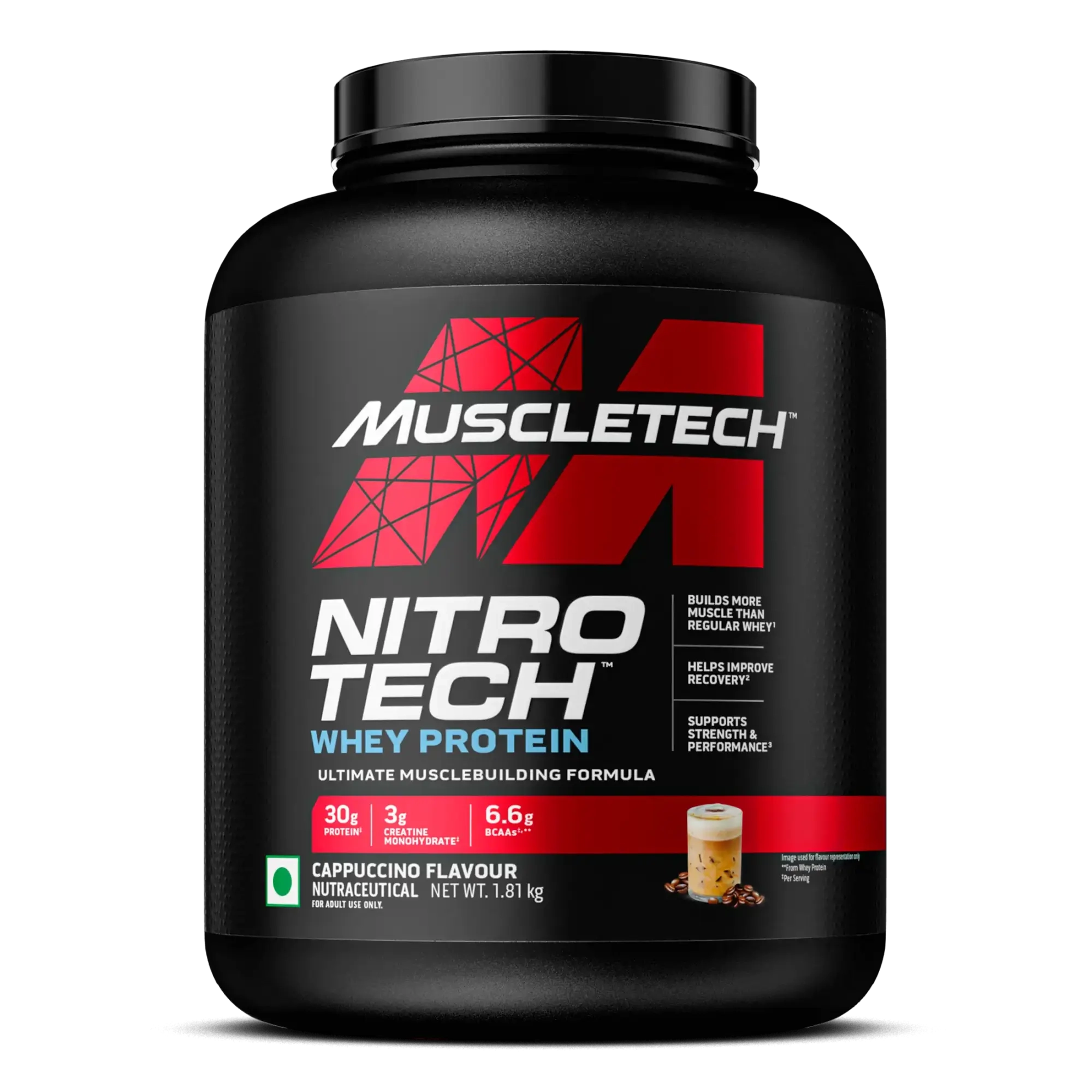 MuscleTech Nitrotech Whey Protein Concentrate Powder, 30g Protein, 3g Creatine, 6.7g BCAA - Image 2