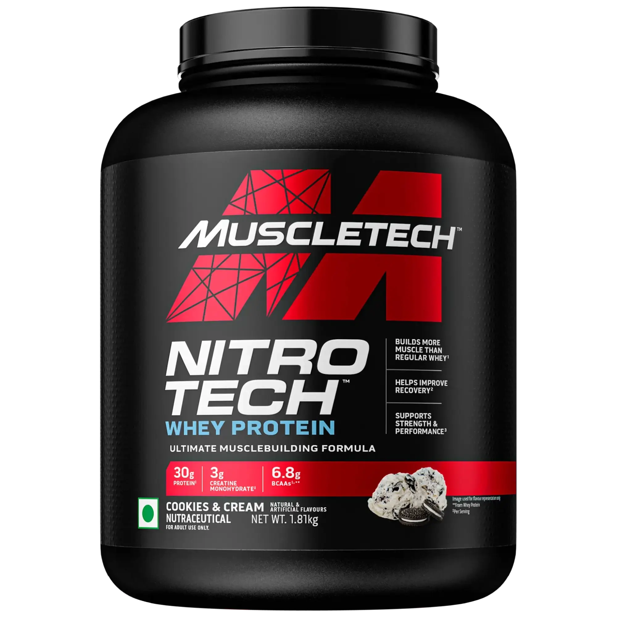 MuscleTech Nitrotech Whey Protein Concentrate Powder, 30g Protein, 3g Creatine, 6.7g BCAA - Image 3