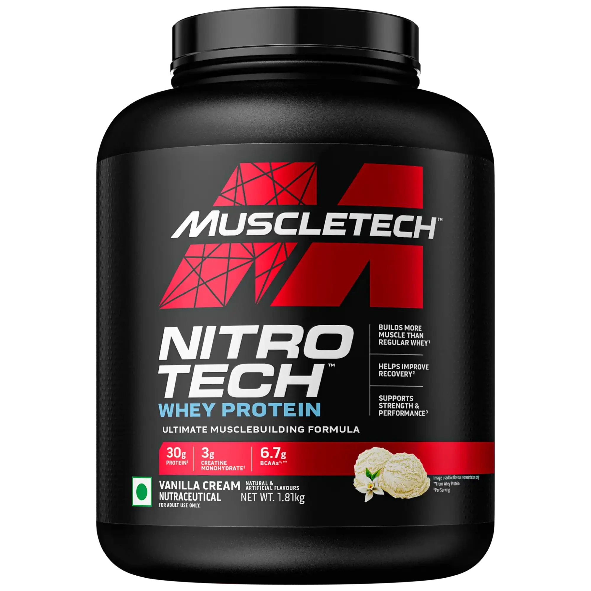 MuscleTech Nitrotech Whey Protein Concentrate Powder, 30g Protein, 3g Creatine, 6.7g BCAA - Image 4