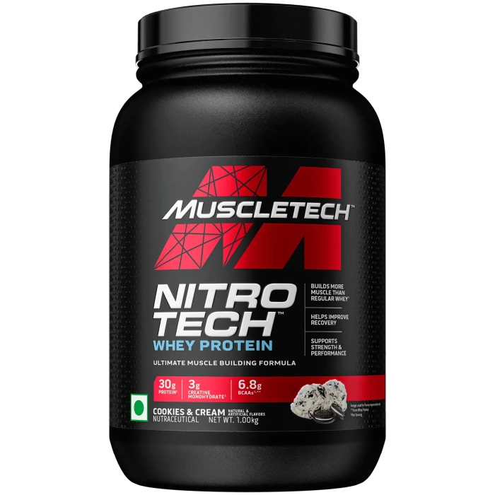 MuscleTech Nitrotech Whey Protein Concentrate Powder, 30g Protein, 3g Creatine, 6.7g BCAA - Image 2