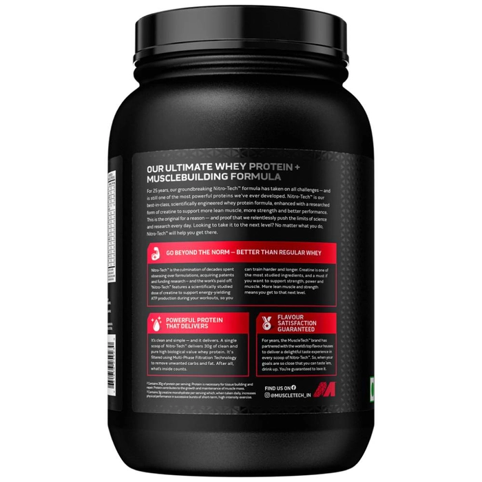 MuscleTech Nitrotech Whey Protein Concentrate Powder, 30g Protein, 3g Creatine, 6.7g BCAA - Image 4