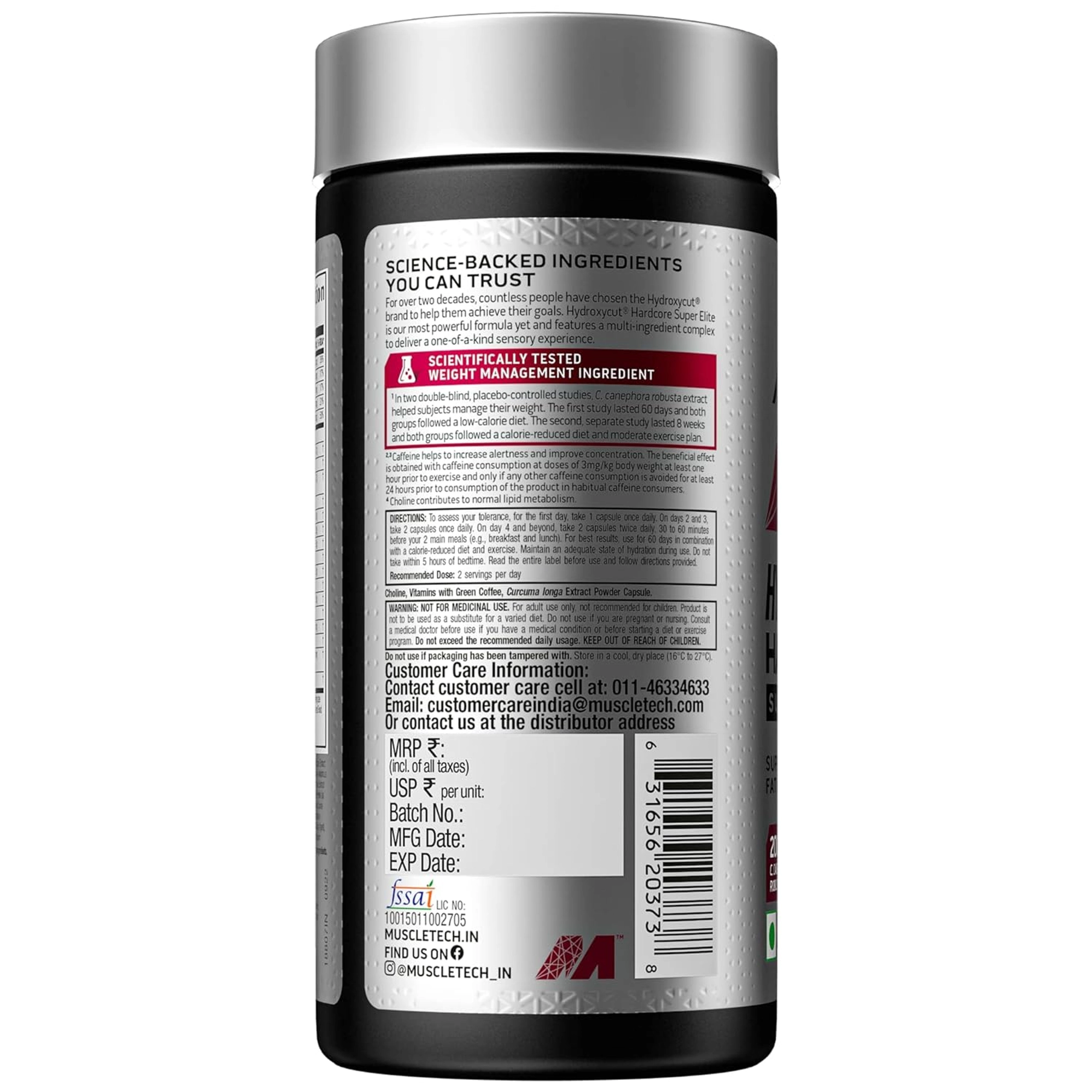 Muscletech Hydroxycut Hardcore Super Elite Fat Burner (100 Veg Capsules) - Image 3