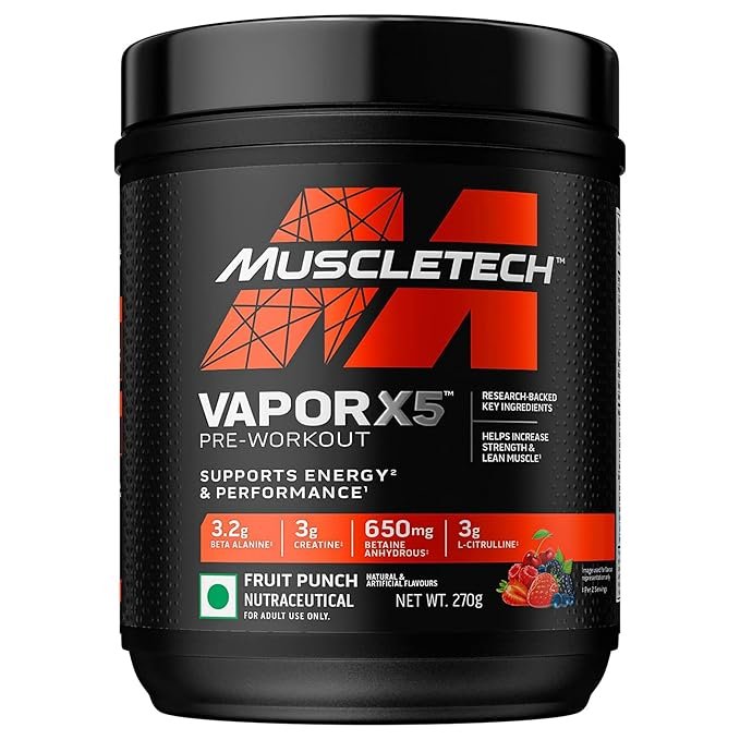 MuscleTech Vapor X5 Pre Workout Powder | Support Energy and Performance with Creatine Monohydrate, Beta Alanine, L-Citrulline & Caffeine | 30 Servings, 270g