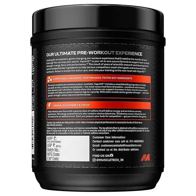 MuscleTech Vapor X5 Pre Workout Powder | Support Energy and Performance with Creatine Monohydrate, Beta Alanine, L-Citrulline & Caffeine | 30 Servings, 270g - Image 2
