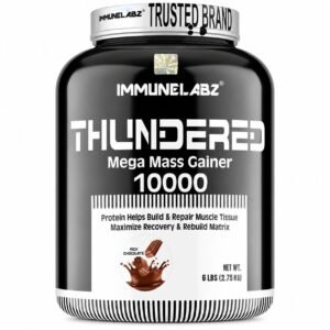 Immunelabz Thundered Mega Mass Gainer 10000 | Premium Weight Gainer for Lean Muscle Growth, Strength & Recovery | Rich Chocolate | 6 lbs (2.75kg)