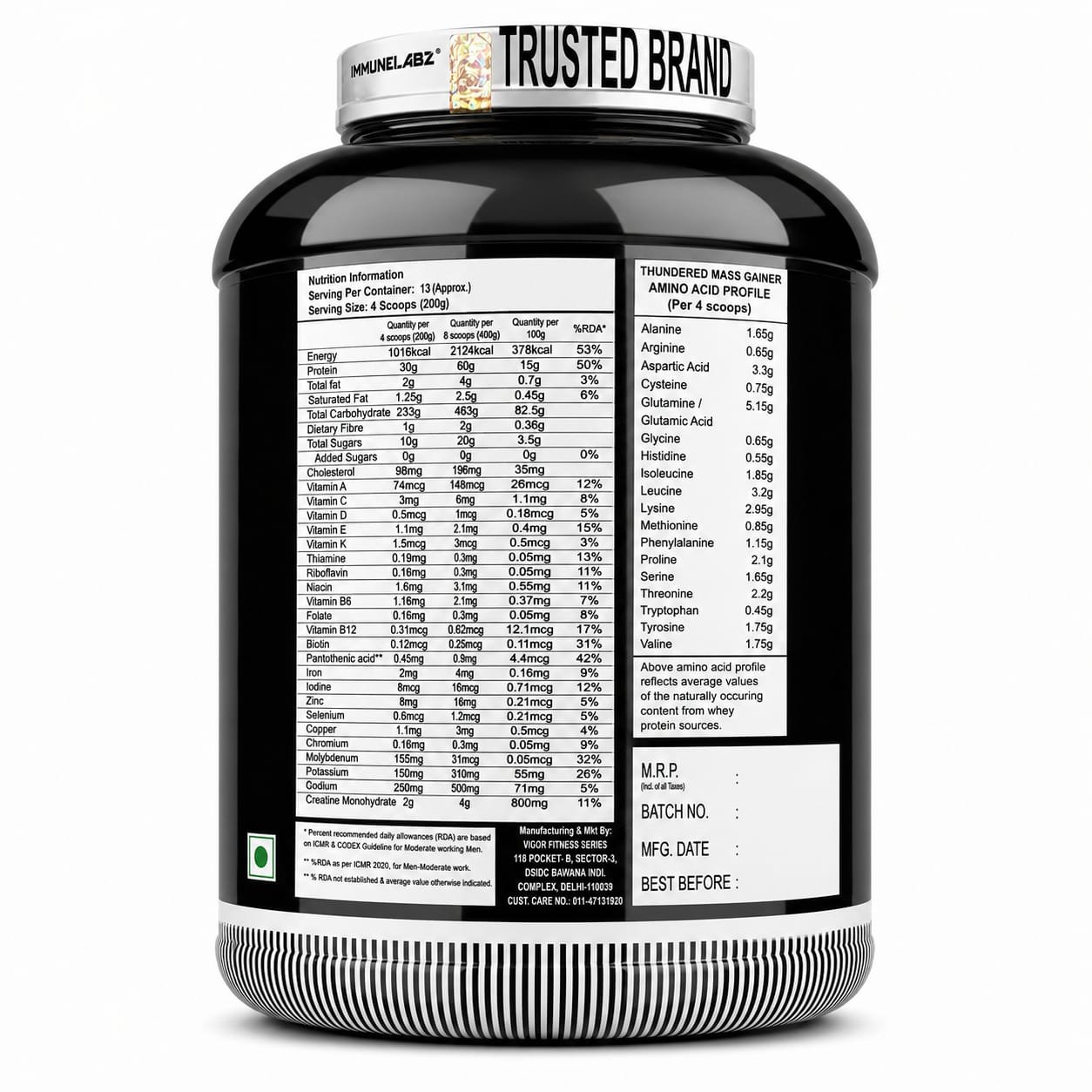 Immunelabz Thundered Mega Mass Gainer 10000 | Premium Weight Gainer for Lean Muscle Growth, Strength & Recovery | Rich Chocolate | 6 lbs (2.75kg) - Image 2