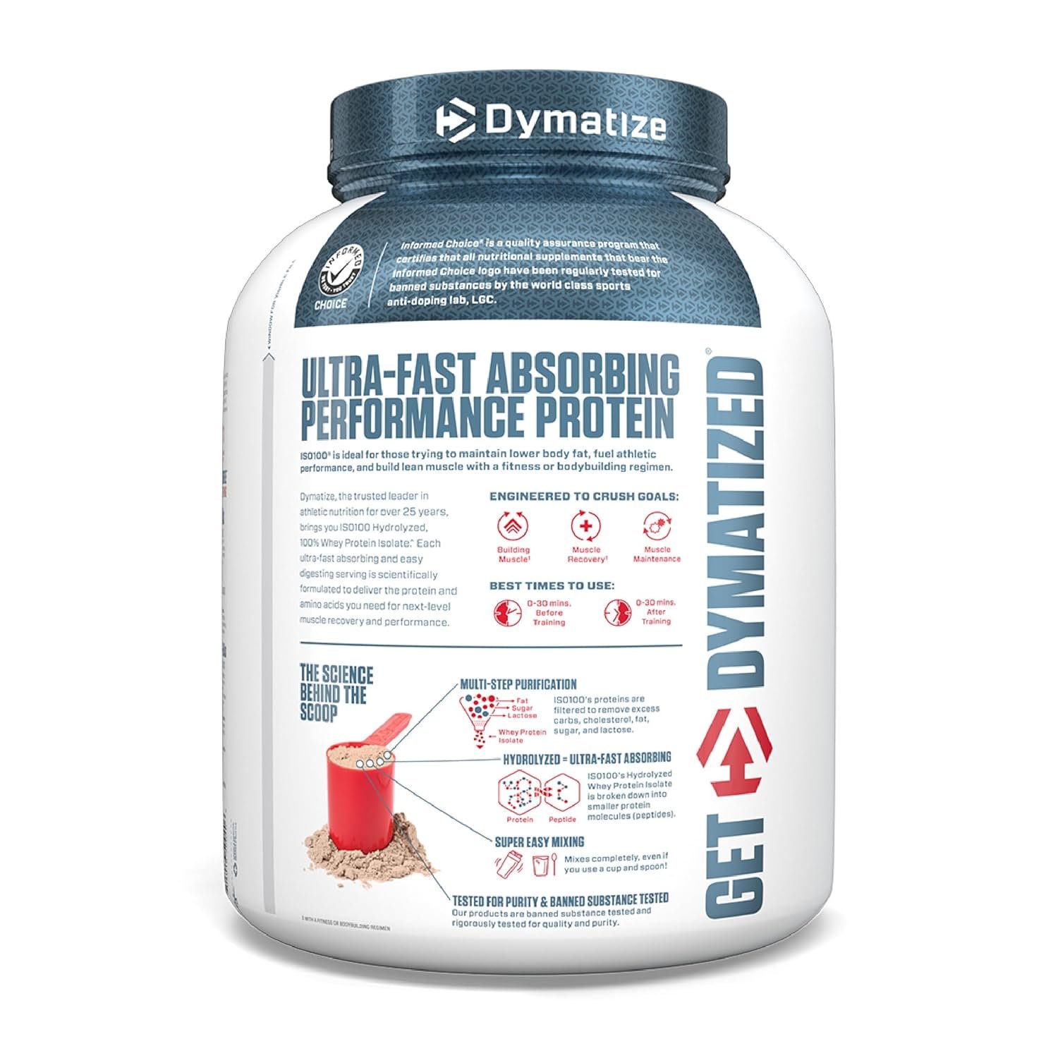 Dymatize ISO100 Hydrolyzed Whey Protein Isolate 5lbs | Fast Absorbing Protein for Muscle Growth & Recovery - Image 2