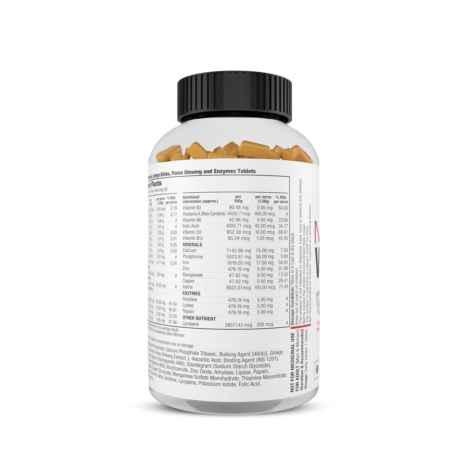 Labrada MultiVitamin (10 Vitamins, 7 Minerals, Gingko Bilboa Extract, Panax Ginseng, Lycopene, 3 Enzymes, Once Daily), 100 Tablet Count - Image 2