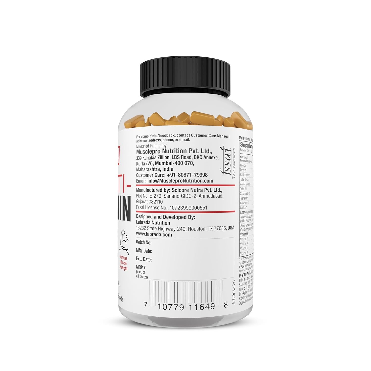 Labrada MultiVitamin (10 Vitamins, 7 Minerals, Gingko Bilboa Extract, Panax Ginseng, Lycopene, 3 Enzymes, Once Daily), 100 Tablet Count - Image 3