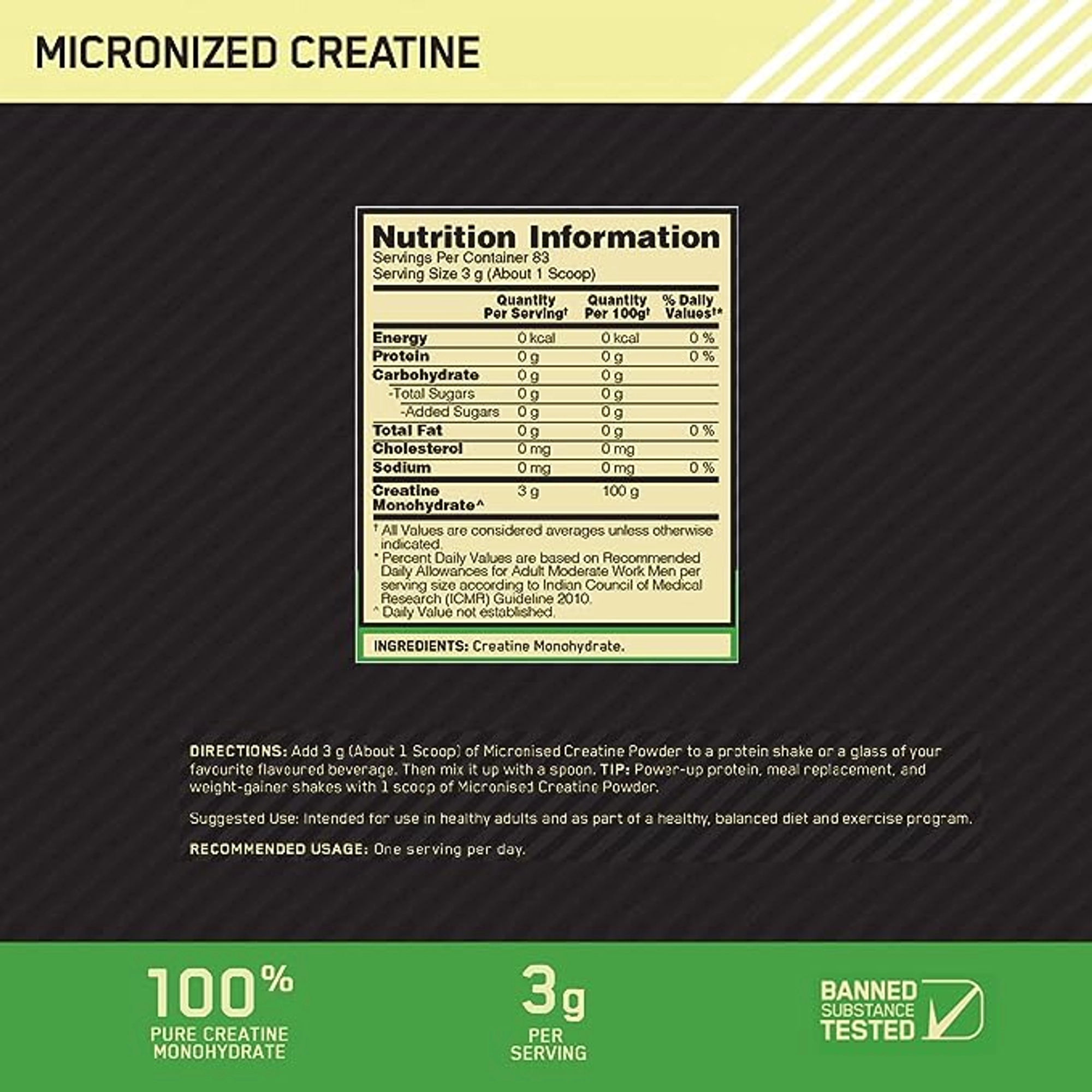 Optimum Nutrition (ON) Micronized Creatine Monohydrate Powder - Image 2