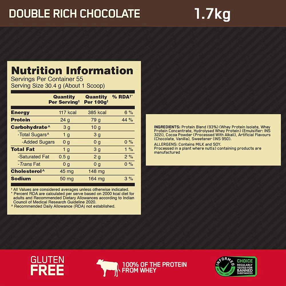 Optimum Nutrition (ON) Gold Standard 100% Whey Protein Powder 1.7Kg (3.74Lbs) - Image 4