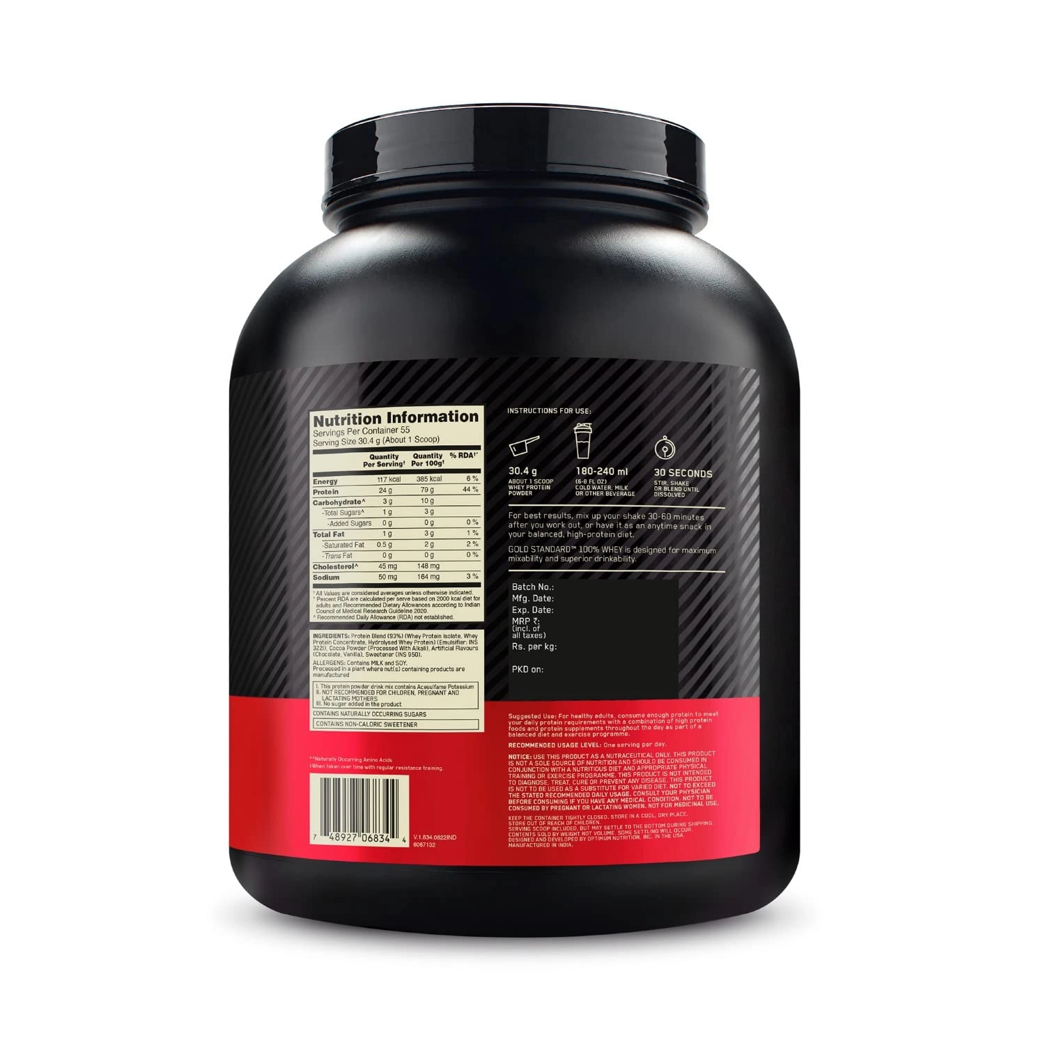 Optimum Nutrition (ON) Gold Standard 100% Whey Protein Powder 1.7Kg (3.74Lbs) - Image 3
