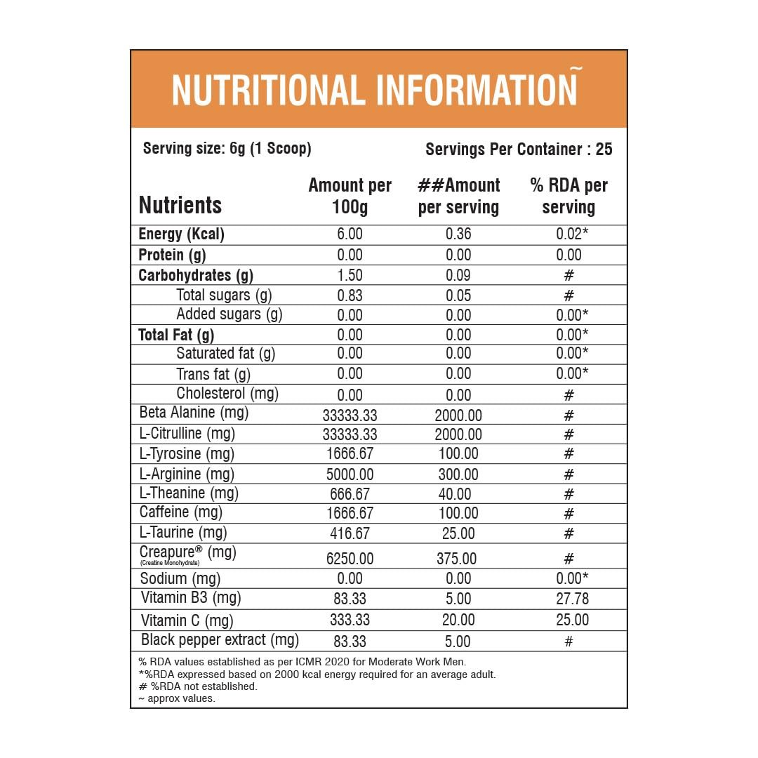 ProQuest Nutrition Q3 Pre-Workout Powder, Orange Oasis Flavour, 150g (25 Servings) | With Beta-Alanine & Creatine | Muscle Pump, Energy, Focus, Endurance & Performance | Zero Added Sugar - Image 3