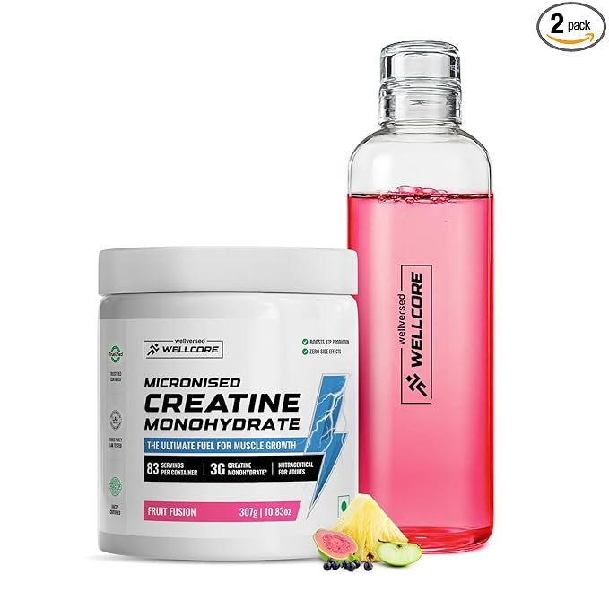 Wellcore Pure Micronised Creatine Powder With Glass Bottle | (83 Servings) For Enhanced Muscle Strength With Rapid Absorption | Creatine Monohydrate | Wellcore Creatine Flavoured - Image 5