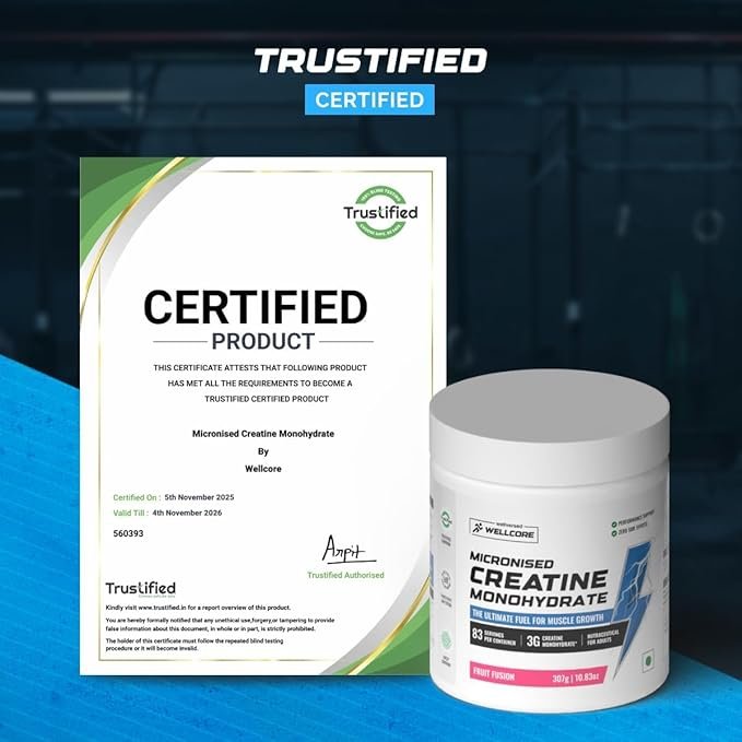 Wellcore Pure Micronised Creatine Powder With Glass Bottle | (83 Servings) For Enhanced Muscle Strength With Rapid Absorption | Creatine Monohydrate | Wellcore Creatine Flavoured - Image 8