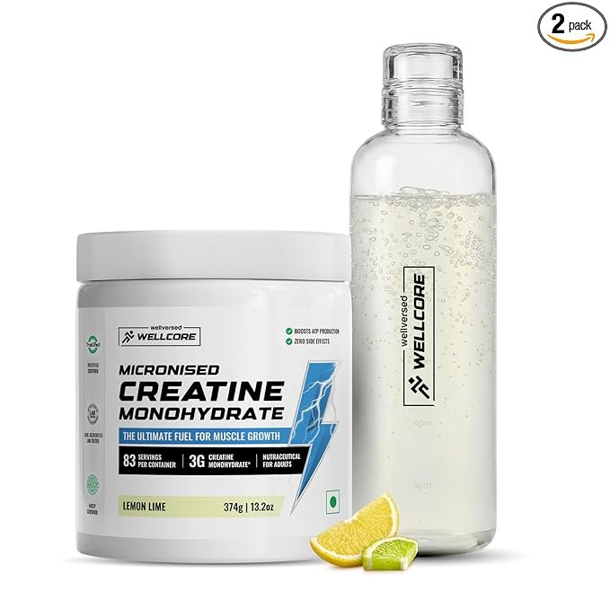 Wellcore Pure Micronised Creatine Powder With Glass Bottle | (83 Servings) For Enhanced Muscle Strength With Rapid Absorption | Creatine Monohydrate | Wellcore Creatine Flavoured - Image 3