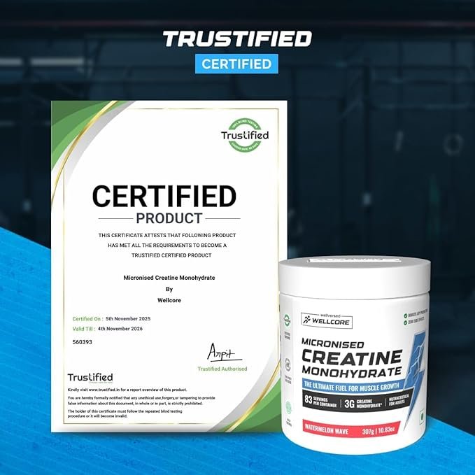 Wellcore Pure Micronised Creatine Powder With Glass Bottle | (83 Servings) For Enhanced Muscle Strength With Rapid Absorption | Creatine Monohydrate | Wellcore Creatine Flavoured - Image 9