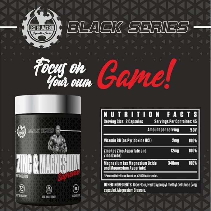Dexter Jackson Black Series Zinc & Magnesium Supreme | Boost Muscle Growth | 90 Veg Capsules - Essential Mineral Support - Image 4