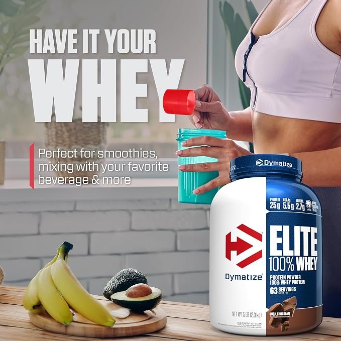 Dymatize Nutrition Elite 100% Whey Protein | Muscle Recovery | 25g Protein | 5.5g BCAA | Fast-Absorbing Protein | Gluten-Free | Blend with BCAAs & Glutamine - Image 2