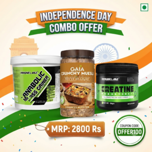 Immunelabz Anabolic Mass Gainer Combo | 4kg Gainer + GAIA Nutty Delight Crunchy Muesli 1kg + 2.0 Creatine Monohydrate 100g