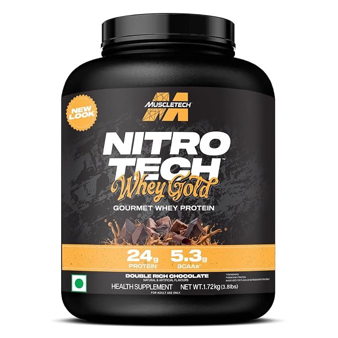 MuscleTech Nitro-Tech Whey Gold Protein Powder | 24g Protein | 5.4g BCAAs Per Serving | Supports Lean Muscle & Faster Recovery