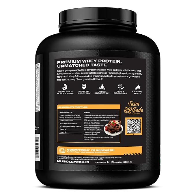 MuscleTech Nitro-Tech Whey Gold Protein Powder | 24g Protein | 5.4g BCAAs Per Serving | Supports Lean Muscle & Faster Recovery - Image 3