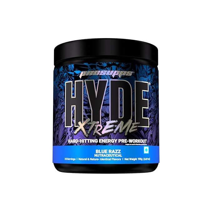 ProSupps Hyde Xtreme Blue Razz High Stim Pre Workout | 30 Servings | Dual Stimulant Energy, 1000 mg Creatine HCl, 2500 mg Beta-Alanine, Sugar Free, Vegan, No FD&C Dyes, Gluten Free, Soy Free