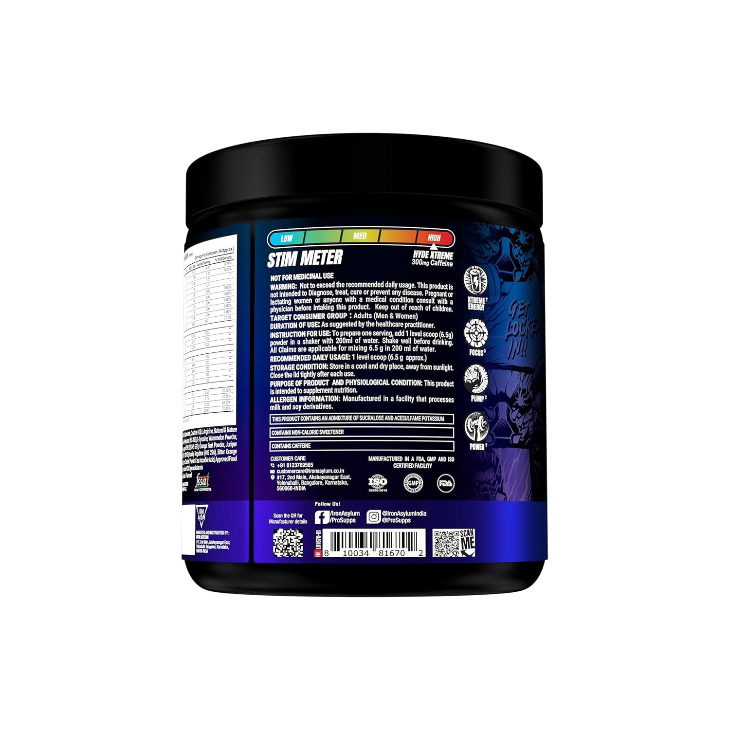 ProSupps Hyde Xtreme Blue Razz High Stim Pre Workout | 30 Servings | Dual Stimulant Energy, 1000 mg Creatine HCl, 2500 mg Beta-Alanine, Sugar Free, Vegan, No FD&C Dyes, Gluten Free, Soy Free - Image 3