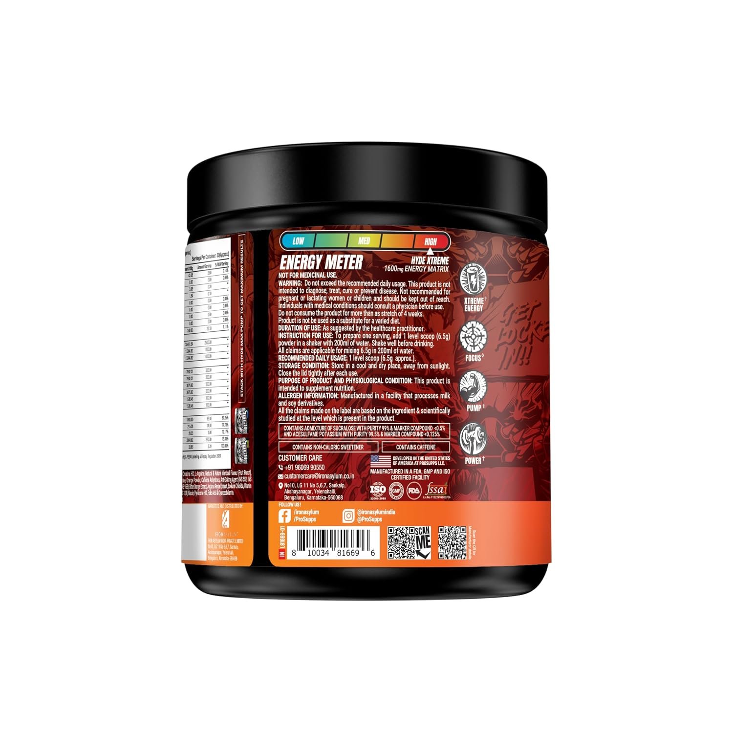 ProSupps Hyde Xtreme Blue Razz High Stim Pre Workout | 30 Servings | Dual Stimulant Energy, 1000 mg Creatine HCl, 2500 mg Beta-Alanine, Sugar Free, Vegan, No FD&C Dyes, Gluten Free, Soy Free - Image 6
