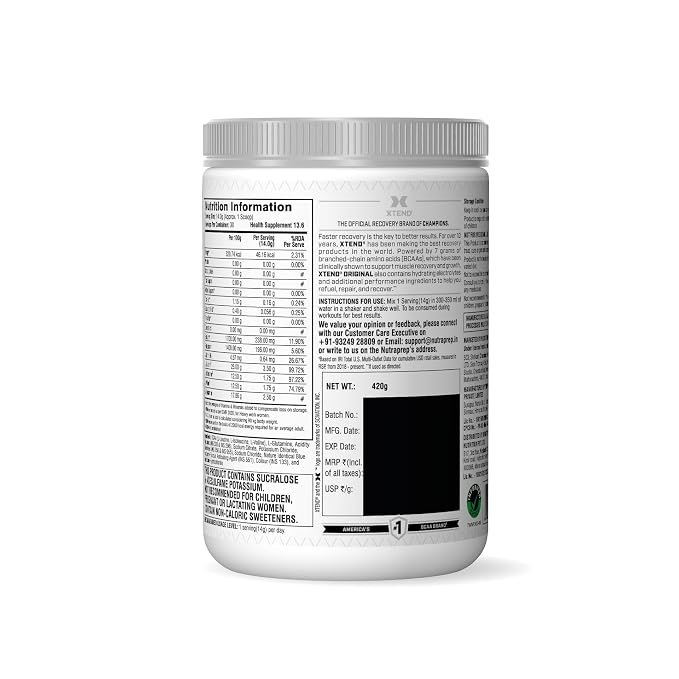 XTEND Original BCAA Powder | 7g BCAAs in 2:1:1 Ratio | Intra Workout Support with Glutamine & Electrolytes | Amino Acids for Hydration & Muscle Recovery | 30 Servings - Image 5