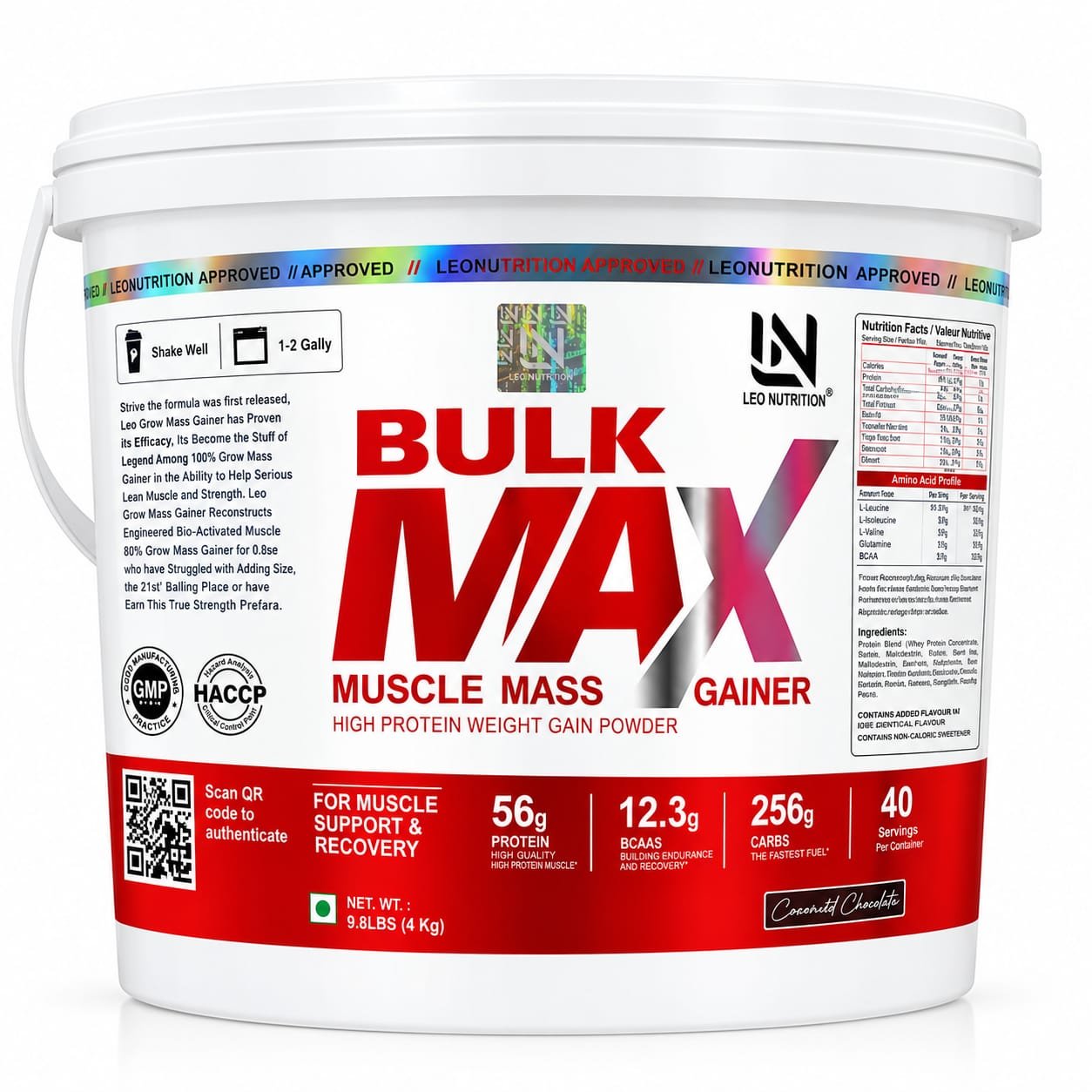 Leo Nutrition Bulk Max Muscle Mass Gainer | 10lbs / 6lbs - Image 4