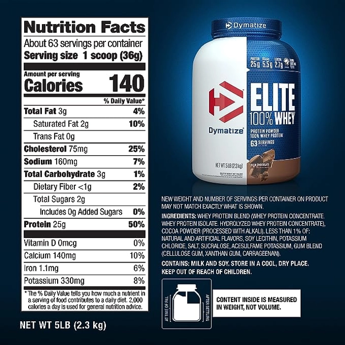 Dymatize Nutrition Elite 100% Whey Protein | 5lbs (2.3 kg) - Image 3